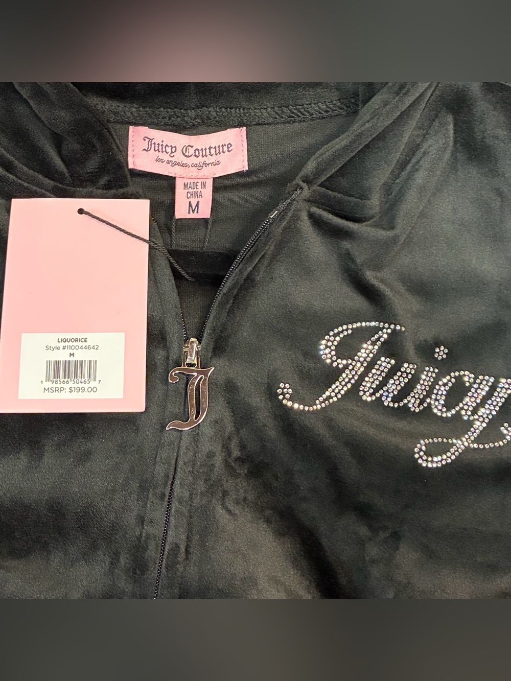 Juicy Couture velour two-piece tracksuit in “Liquorice,” size Medium NWT - Picture 2 of 10